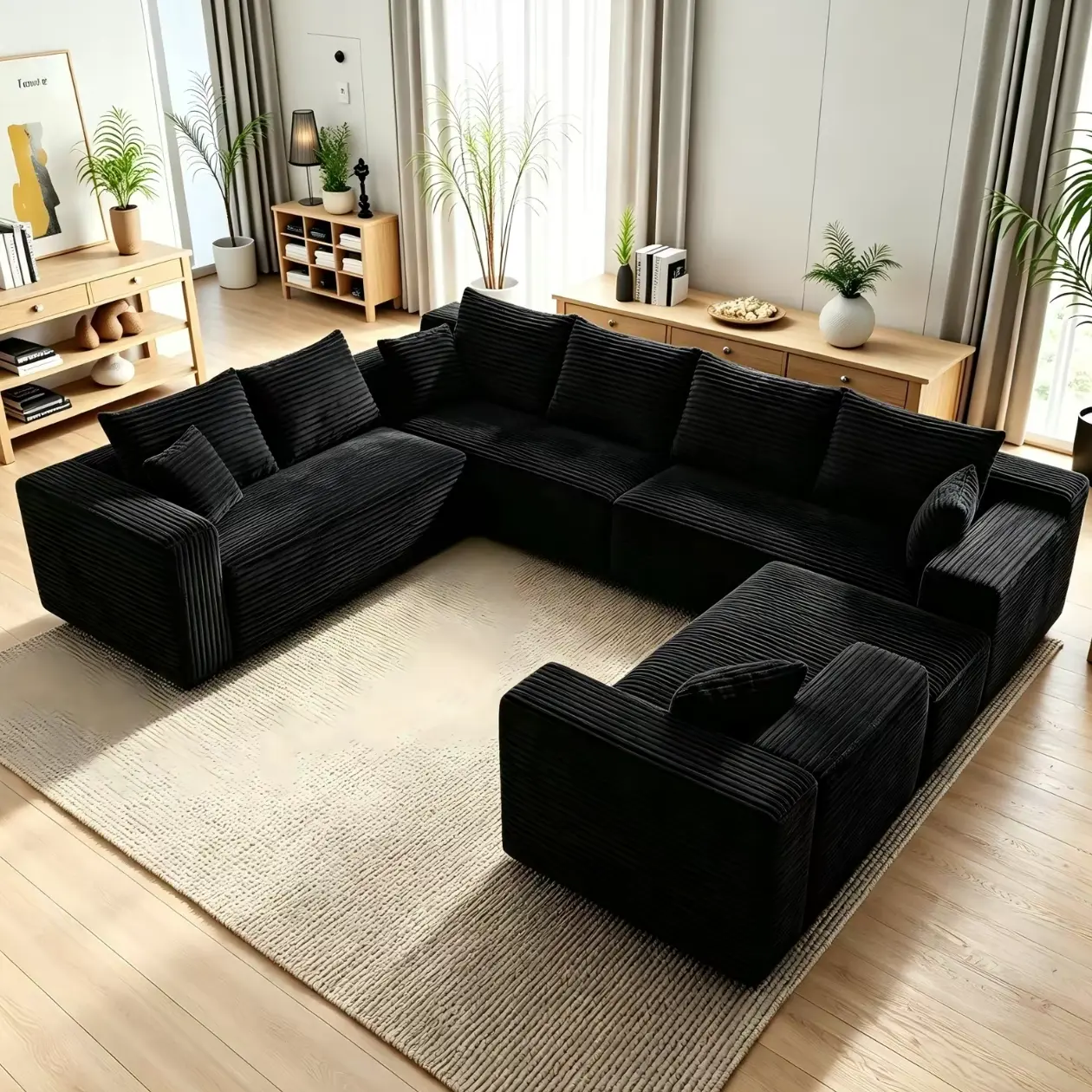 120-in Oversized U-Shaped Boneless Cloud Couch - 8-Seater Modular Sectional Couch, 4-in-1 Flexible Deep Seat Corner Sofas Living Room Furniture with Chaise Lounges, No Assembly, 2-Package Shipping,dorm essentials,home decor
