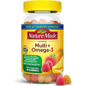 Nature Made Multivitamin + Omega-3, Multivitamin Gummies for Women and Men, Daily Nutritional Support, 80 Adult Gummy Vitamins & Minerals, 40 Day Supply