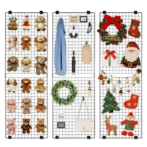 VEVOR 3 Packs Grid Wall Panels, 2 x 6 ft Wire Grid Panels Display Rack, Wall-Mounted Art Display Shelf, Black Carbon Steel Wall Hanging Gridwall for Craft Show, Decoration, Storage, Notice Board