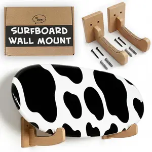 Ho Stevie! Surfboard Wall Mounts - Real Wood Racks + Cork Padding - Display Any Surf Board - Easy Installation