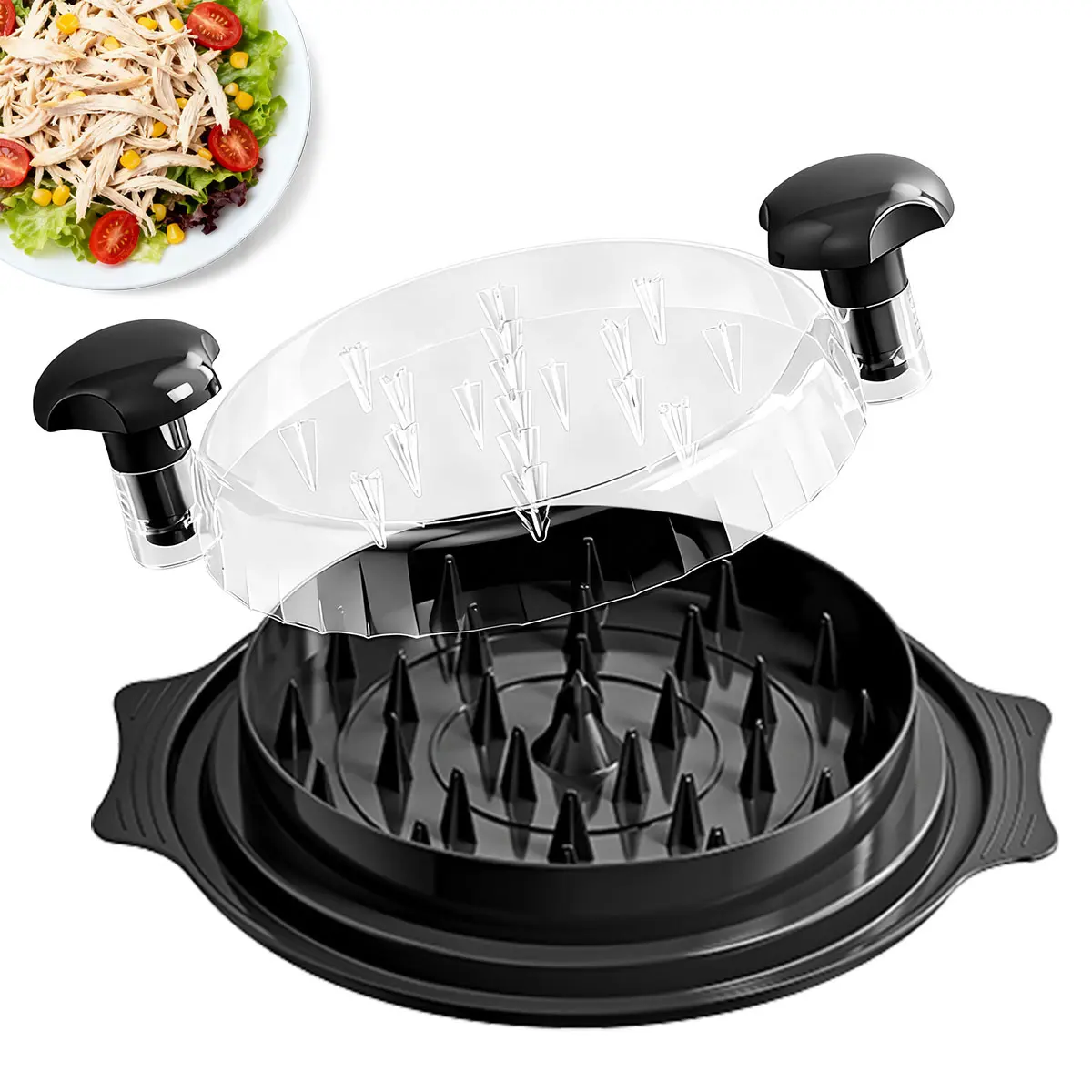 Chicken Shredder Large Chicken Breast Shredder Tool Twist with Brush&Fork, Visible Meat Shredder Machine, Strong Anti-Slip Strip, Ergonomic Handle, BPA Free, Suitable for Pork Beef Chicken #summervibes