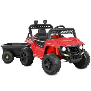 Best Choice Products Kids 12V Electric Ride-On UTV and Trailer w/ Parent Remote Control, LED Lights