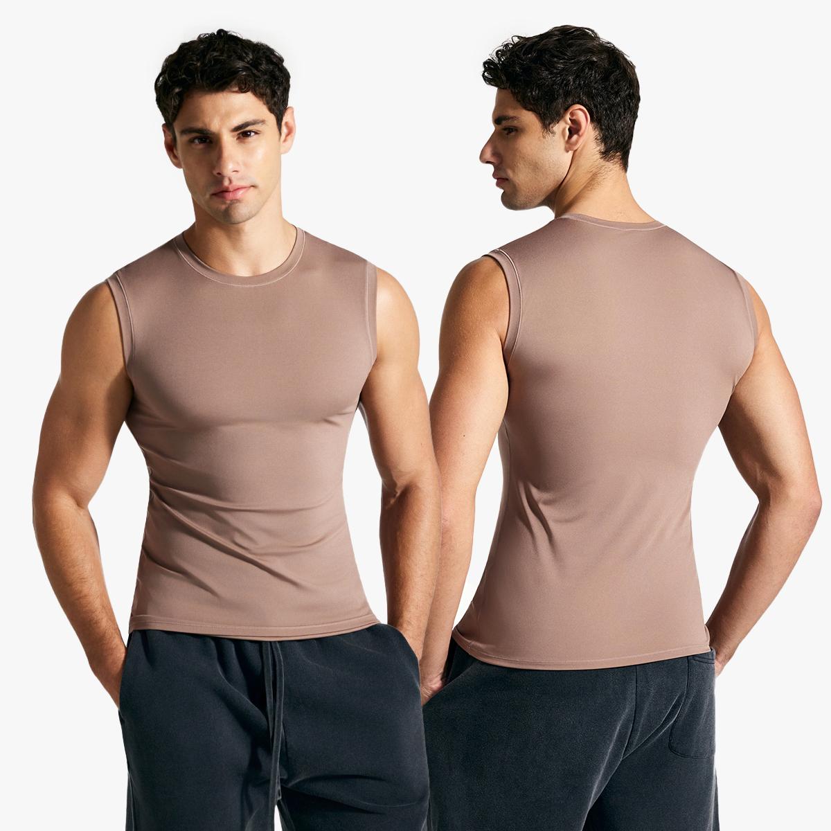 Nebility Men’s Compression Shapewear Tank Top, Quick Dry Stretch Odor-Resistant Muscle Fit Workout Vest, Ultra-Light Breathable Sleeveless Training Top for Gym & Daily Wear