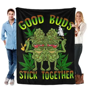 Marijuana Cannabis Theme Super Soft Flannel Blanket for Couples Girls Boys Women Men Plush Warm Home Decor for Sofa Couch Bed Camping Travel All Seasons