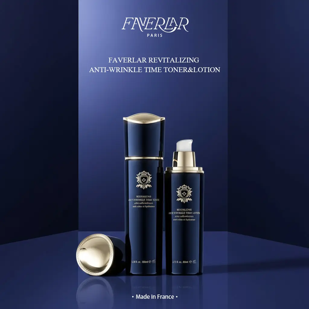 FAVERLAR Revitalizing Anti-Wrinkle Time Duo — Luxury Hydration Toner & Silky Emulsion Moisturizer Set (Toner 100ml & Lotion 80ml) | Daily Moisture, Hydrate, Moisturizing, Skin Barrier Support, Radiance, Smooth, Soothing, Redness-Prone Dry Skin