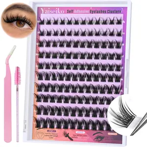 Self Adhesive Lash Clusters Natural Self Adhesive Lashes Clusters Press on Lashes No Glue Needed Wispy C Curl Individual Lashes Kit by Yaiseiko(120Pcs,10-16MM)