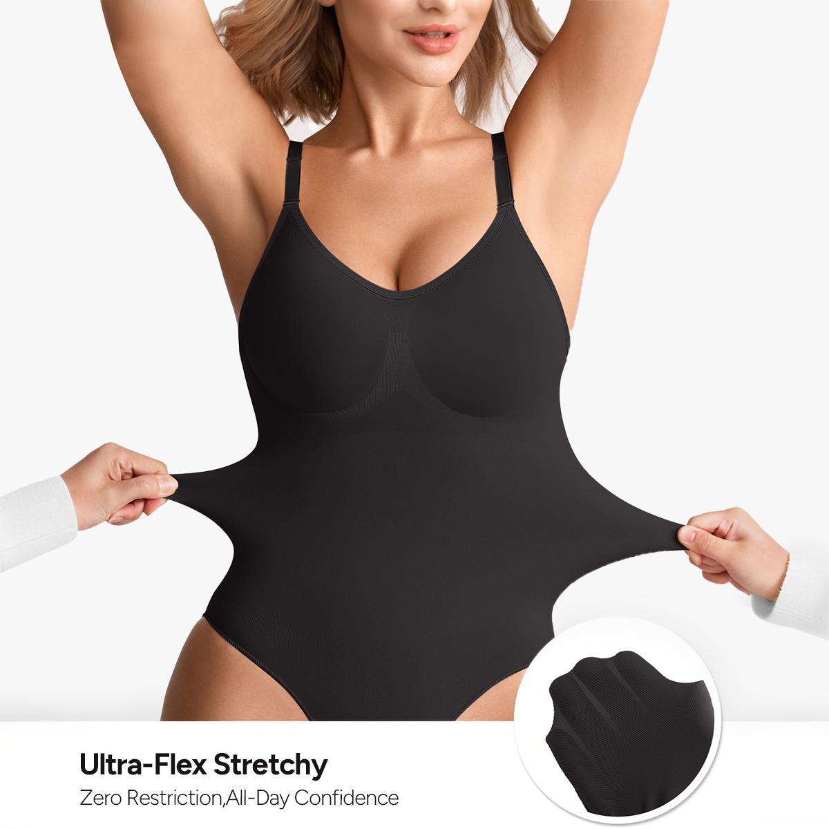 Nebility (Fabric Upgrade) Women's Shapewear Bodysuit - V-Neck Spaghetti Strap, Tummy Control & Hip Lift, Shockproof Basic Bodysuit Womenswear  Minimalist Vneck SpringStatements