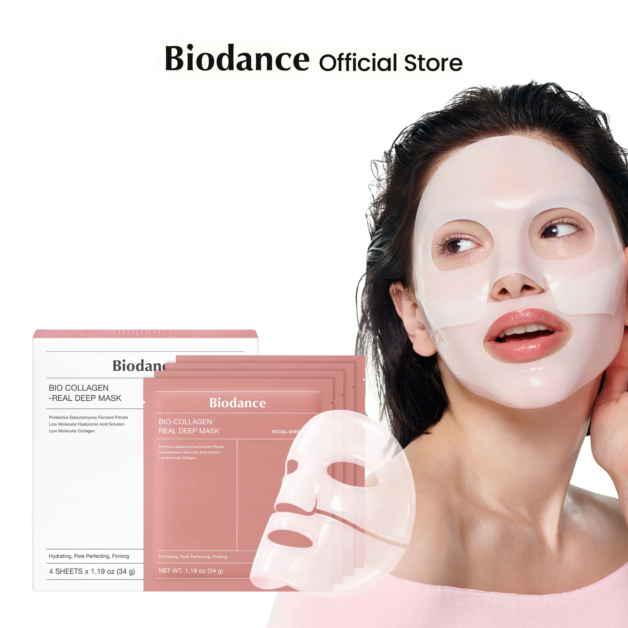 [Biodance Official] Collagen Hydrogel Facemask - Pore Tightening, Firming, Glow, Glass Skin, Elasticity Improvement, K-beauty Sleeping Mask, Korean Skincare, Collagen+Galactomyces, TikTok Exclusive Bundle(4ea) Moisture Moisturizing