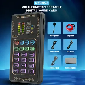 MAOMAO X55 Pro Small Handheld Sound Card Set Audio Interface Portable microphones streaming equipment microphone iphone