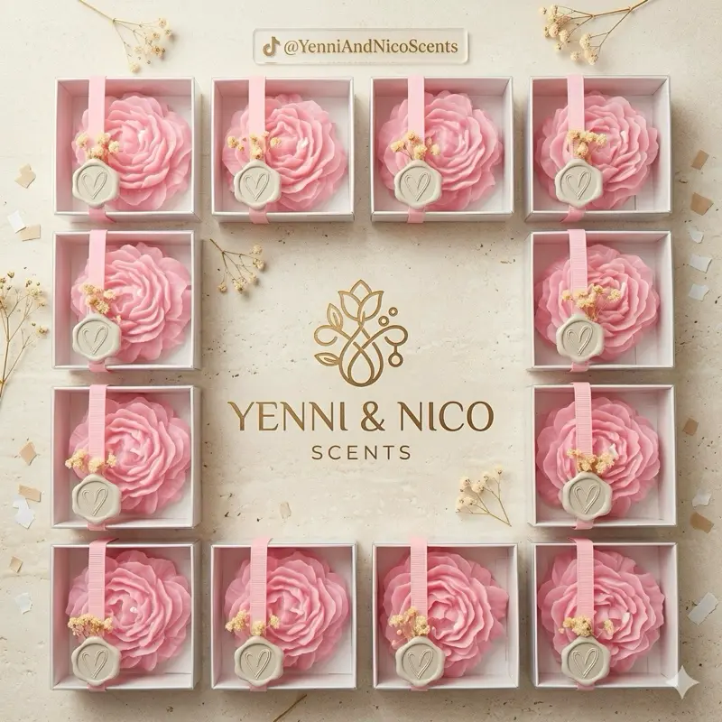 PACK Peony Luxury Candle in Decorative Box – Perfect for Weddings & Quinceañeras