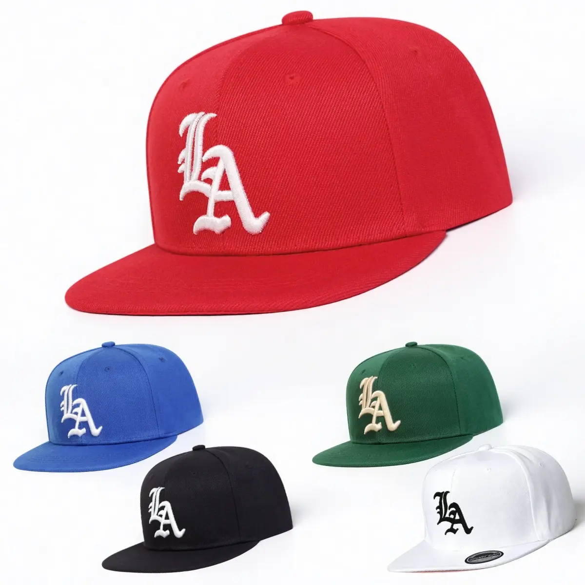 Unisex Gothic LA 3D Embroidered High-Density Streetwear Graphic Hat - Heavyweight Flat Brim, Adjustable Snapback, 1 Size, Universal Fit, Sun Protection, Hipster Casual Daily Accessory, Streetwear Graphic Hats, Mens Hats, Funky Unique Accessories