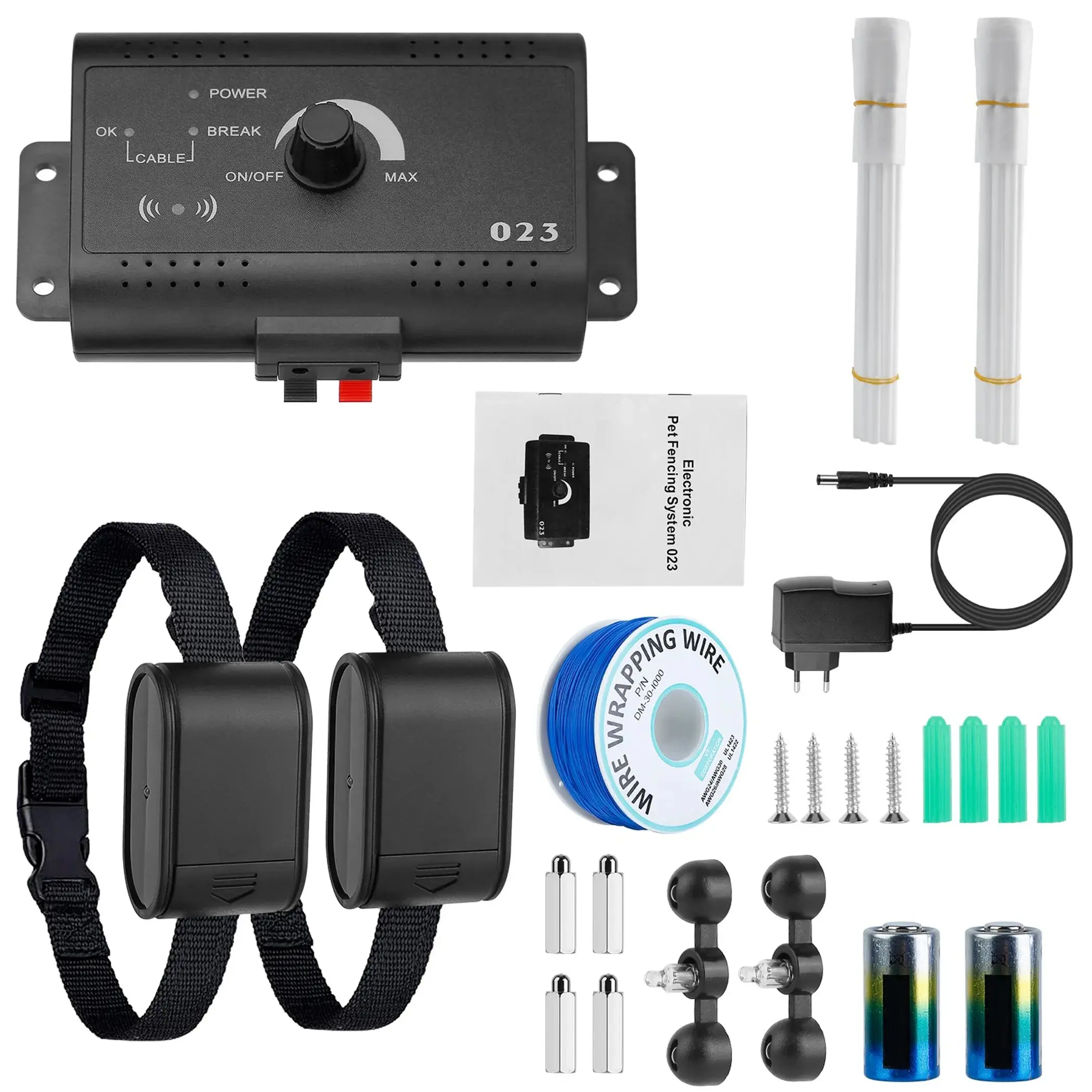 Wireless Electric Dog Fence System with Shock Collars - Auto Shut-Off, Cost-Effective Invisible Line Containment, Adjustable Correction Levels Tone Collar, Boundary Control, Advanced Wireless Technology for Homeowners Without Traditional Fencing
