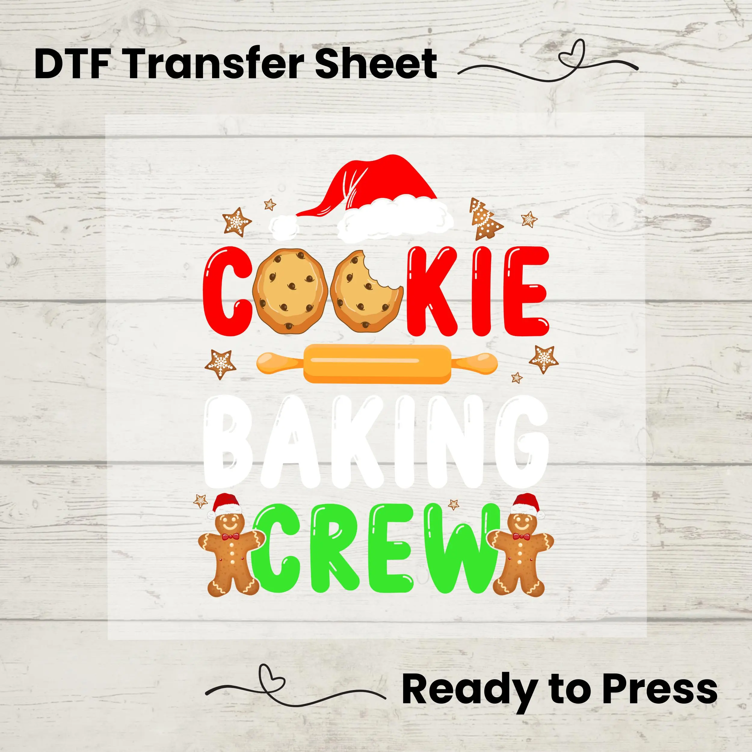 Cookie Baking Crew DTF, Dtf Transfer Sheet, Ready to Press, Custom Dtf, Diy Heat Transfer, Holiday Crafts, Christmas Baking Tee, Baker Gift