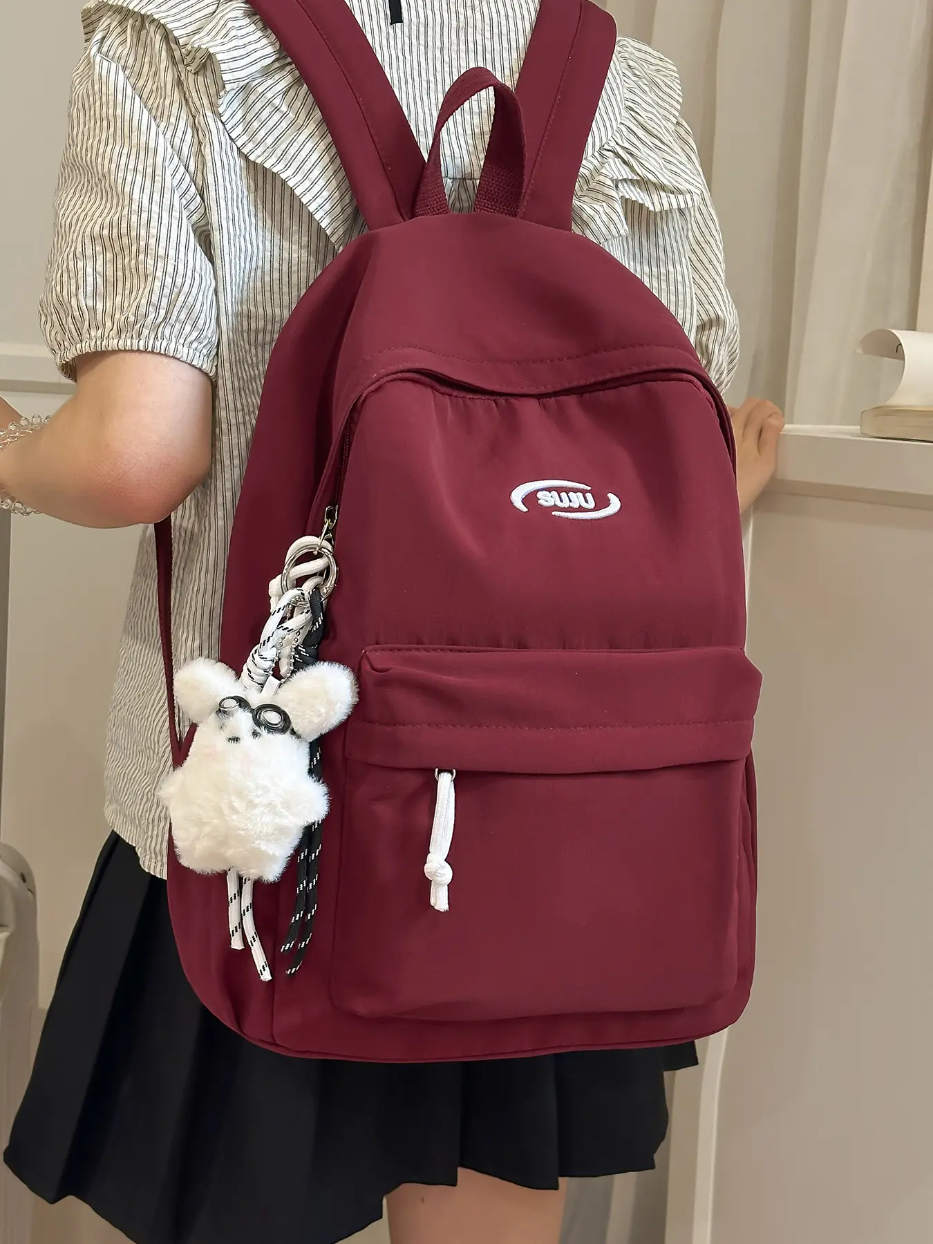 Women's backpack, School backpack bookbag, Schoolbag, Backpacks for school, solid color, clean color, backpack with letter zipper, casual and simple, Durable Backpack, suitable for students to go to school, campus, commuting, business travel, shopping