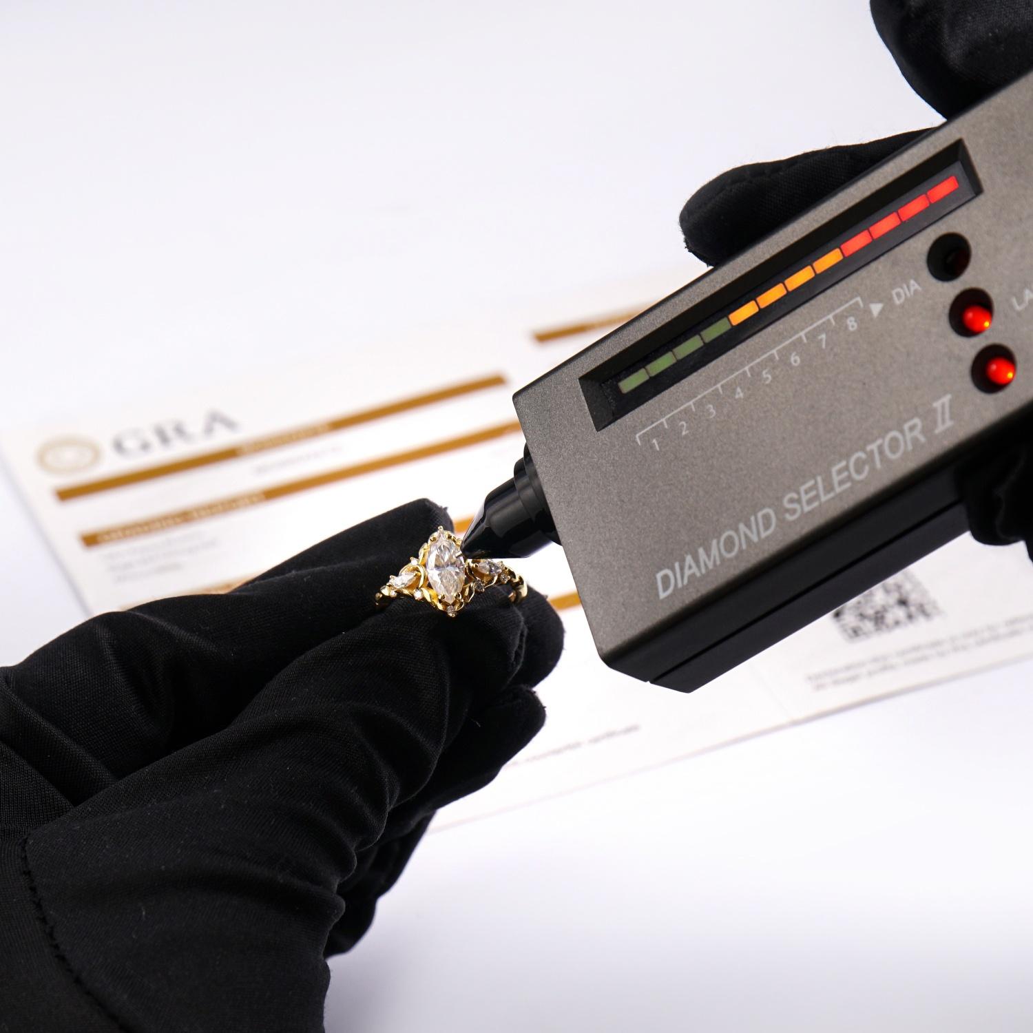 Delzzad 14k Gold-Plated 1ct Vintage Marquise Cut Engagement Ring Synthetic Moissanite Ring Jewelry S925 Perfect Birthday Engagement Wedding Anniversary Christmas Gift