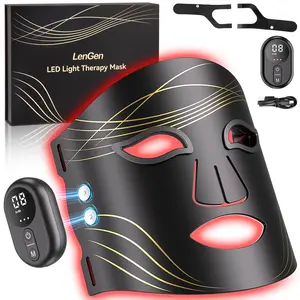 LENGEN Red Light Therapy Mask for Face – Wireless LED Light Therapy Mask with 4 Modes + Infrared 850nm, Rechargeable Controllers, Anti-Aging, Wrinkle Reduction & Collagen Boost for Home Spa
