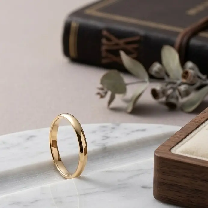 Aro de oro 10k hecho a mano alianza de matrimonio sencilla