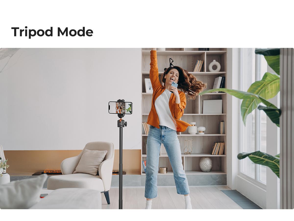 K&F CONCEPT Selfie Stick Tripod – 2-in-1 Phone/Camera Stand with Built-in Remote | For iPhone/Android, Works with Selfie Accessories & GoPro/DJI/Insta360 | Ideal for Travel/Live Streaming/Vlogging/Daily Use