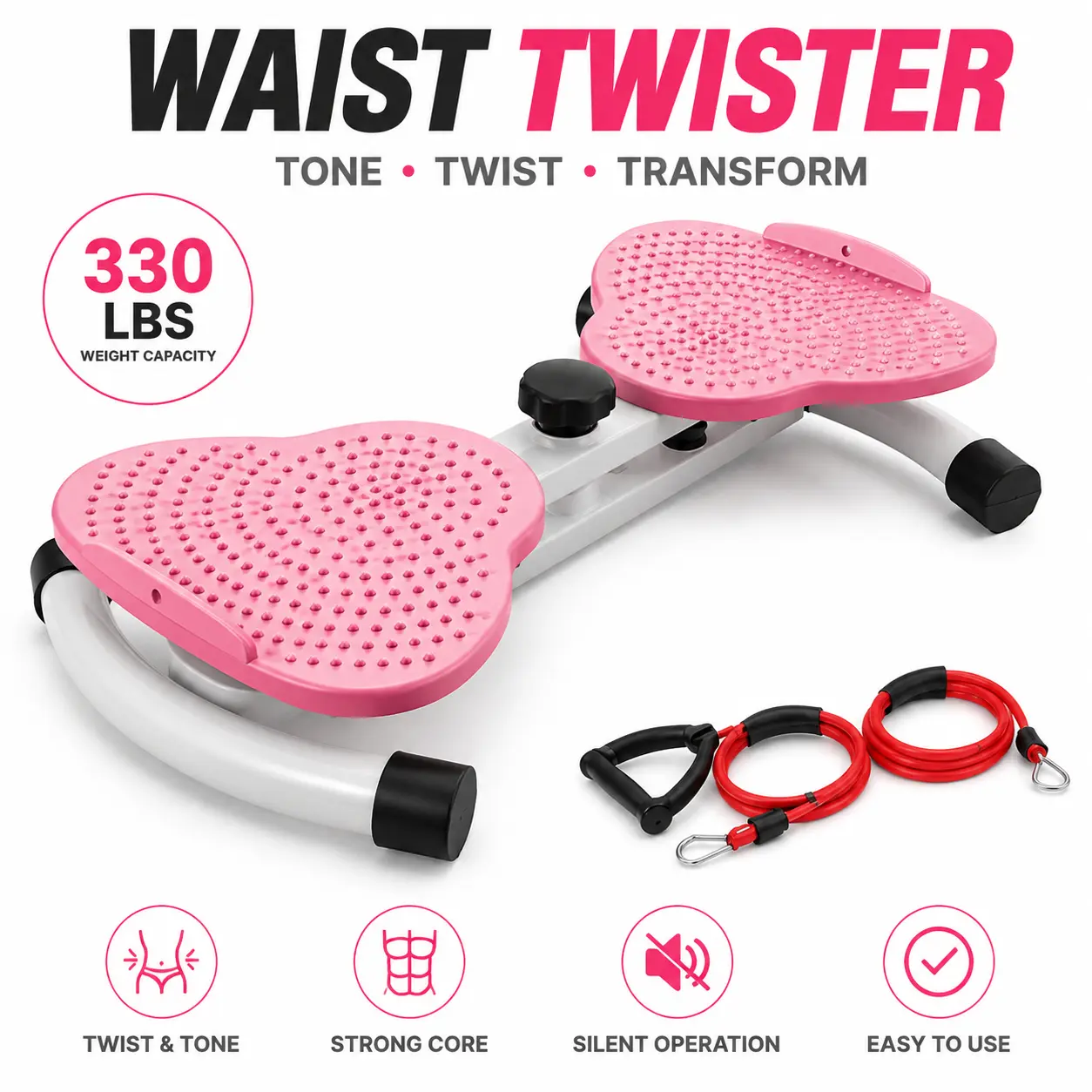 Waist Twister Machine with Resistance Band - Indoor Fitness Equipment, Workout Station, Stomach Workout Tool, Core Exercise Device for Home Ab Training, Ab Twist Board, Core Workout Equipment, Silent Operation, Portable Home Gym essential
