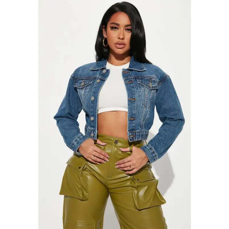 Denim Bomber Jacket - Dark Wash, women's comfortable, fashionable short jacket that accentuates a slim figure