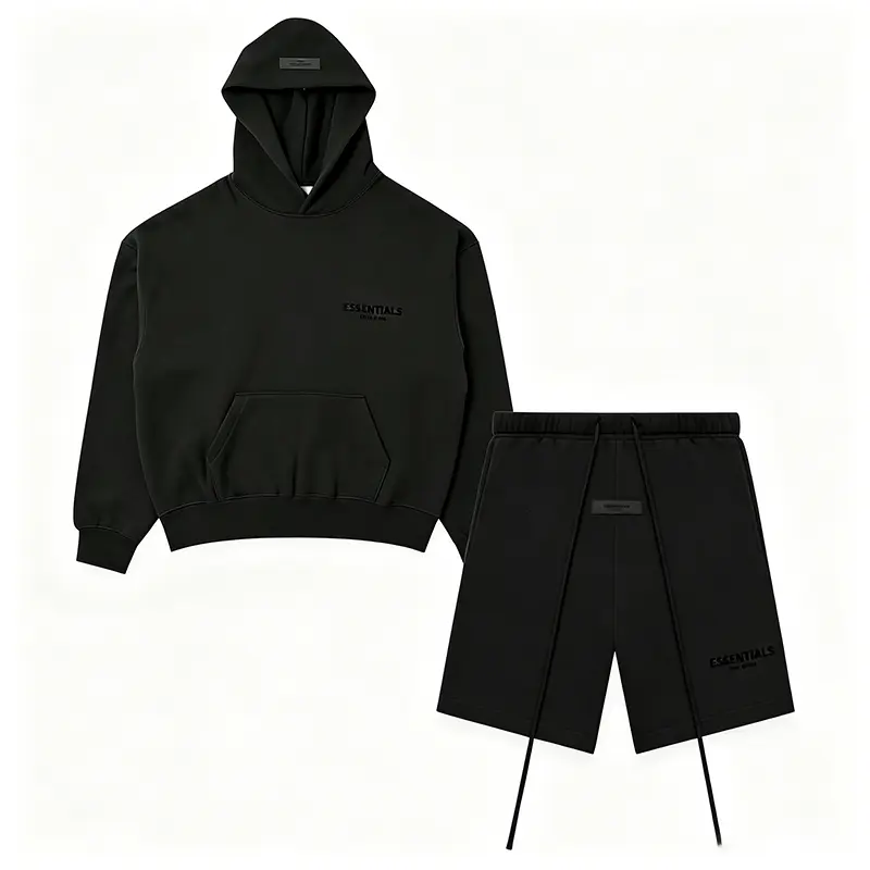Fear of God Essentials Men's Sweatshort and Pullover Hoodie 2-Piece Set Stretch Limo