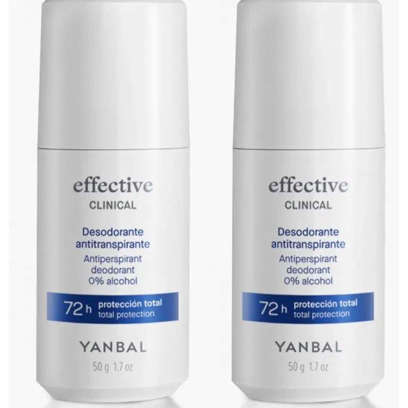 Yanbal Desodorante Antitranspirante Roll On Effective Clinical Protección contra la sudoración extrema x2