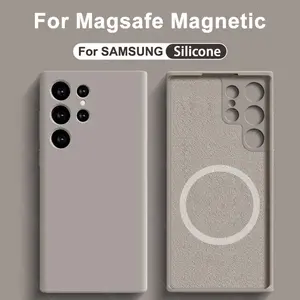 Liquid Silicone Case For Magsafe For Samsung Galaxy S24 S22 S21 S23 S25 Ultra Plus Fe Wireless Charge Magnetic Shockproof Cover