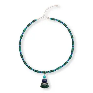 Mine Finds by Jay King Malachite, Lapis and Turquoise Pendant with Beaded Necklace