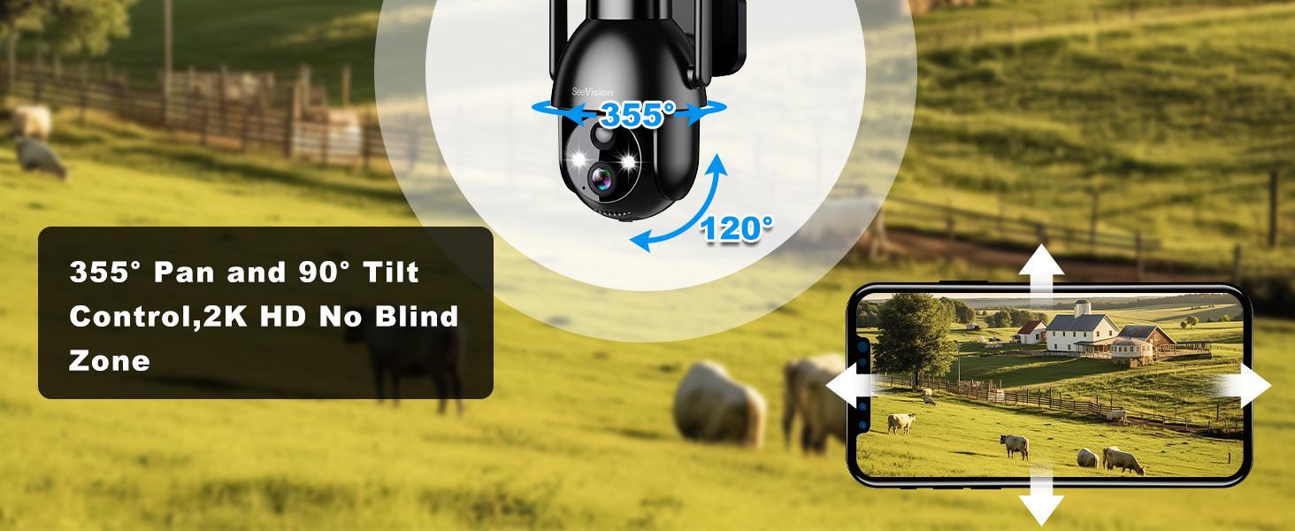 Seevision 4G LTE Solar Security Camera 3MP 2K Outdoor PIR Motion Detection Siren Color Night Vision SD/Cloud Storage SIM Card Included Water Proof