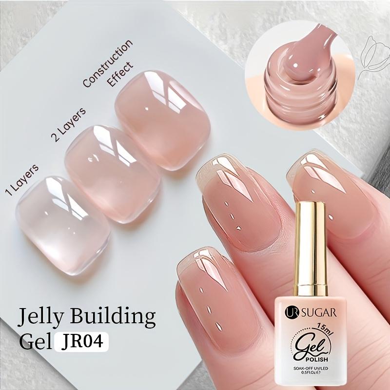 Alcohol-Free 4-in-1 Soak-Off UV LED Nail Extension Gel - 5 Nude Shades for Apex Shaping, Overlay, Nail Art Supplies, Long-Lasting Care