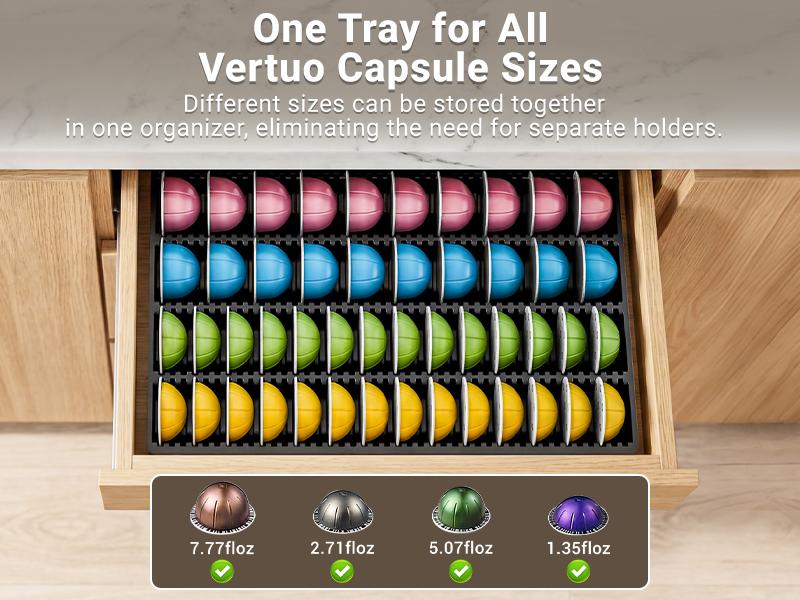 EVERIE Coffee Pod Storage Holder Coffeebar Organizer Insert Drawer Counter Compatible with Nespresso Vertuoline Capsules (NCT04)