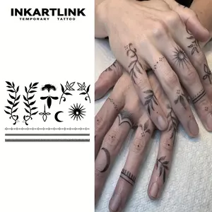 INKARTLINK Magic Tattoo 2 Sheets, Waterproof, Semi-permanent, Long-lasting, Temporary, Simple Fake Tattoo Stickers, Mini Pattern Tattoos, Finger Tattoos, Juice, Party Tattoos, Art Tattoos