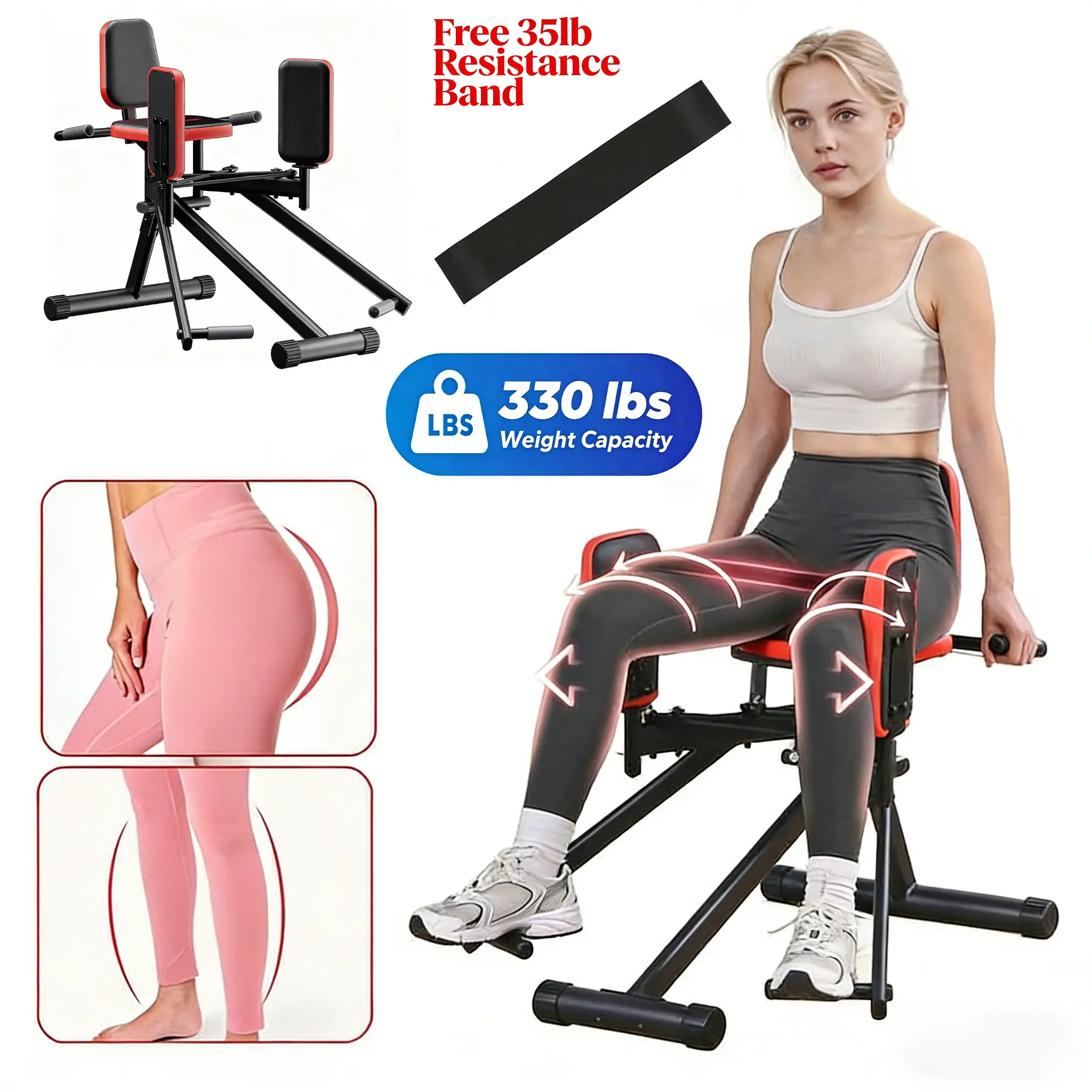 abductor machine,Hip trainer,Adjustable Glute Machine Exercise Equipment,Suitable For Home Gym,glute workout device Resistance Band Kegel,gym stuff Thigh and Pelvic Floor Trainer,gym stuff,at home gym equipment toning thight oner,summerwins summerwins