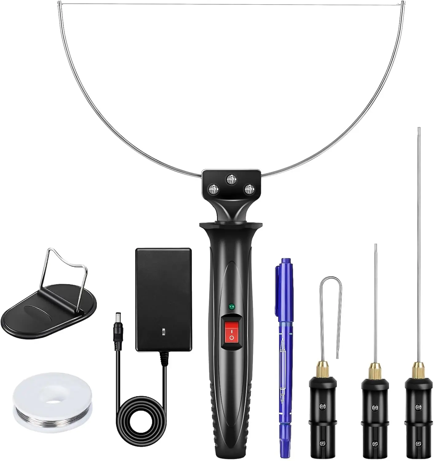 GOCHANGE 4 In 1 Multifunctional Stationery Electric Foam Cutter Pen Set - 18W Home Office Foam Cutting Supplies, Quick Heat-Up, 100-240V Voltage Transformer Power Adapter, Stainless Steel Components, 10m Cable, 7cm Blade, Commercial Artwork Use
