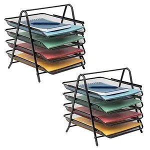 Mind Reader 4-Tier Paper Tray Desktop Organizer File Storage Pack of 2