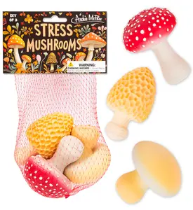 3-Pack Stress Relief Soft Rubber Squishy Mushrooms - Fun Toys - Archie McPhee