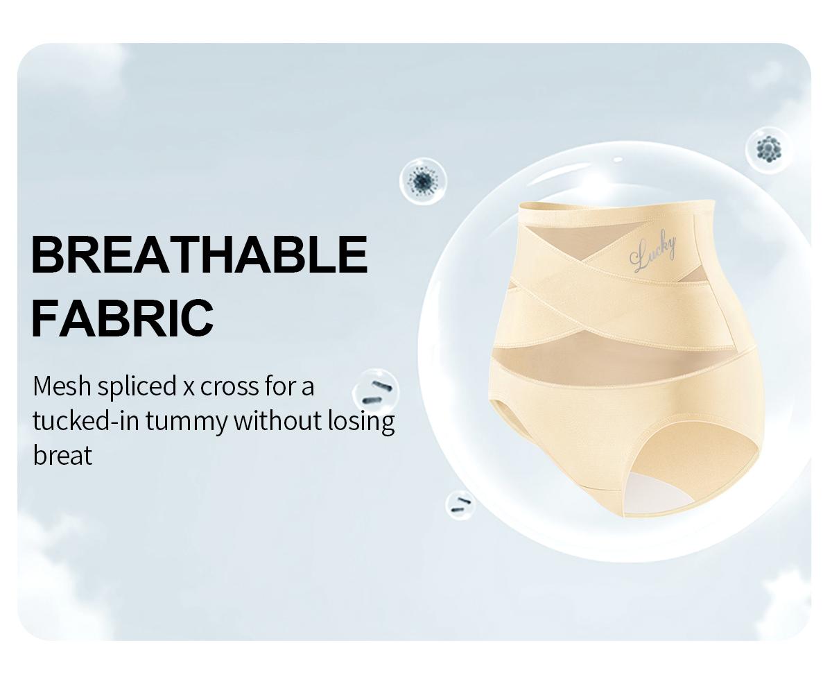 Lucky Brand 5pcs High Waist Letter Print Briefs Supportive Criss Cross Panties Lightweight Breathable Comfort Fit Flattering Everyday Underwear for All Seasons Women's Minimalist