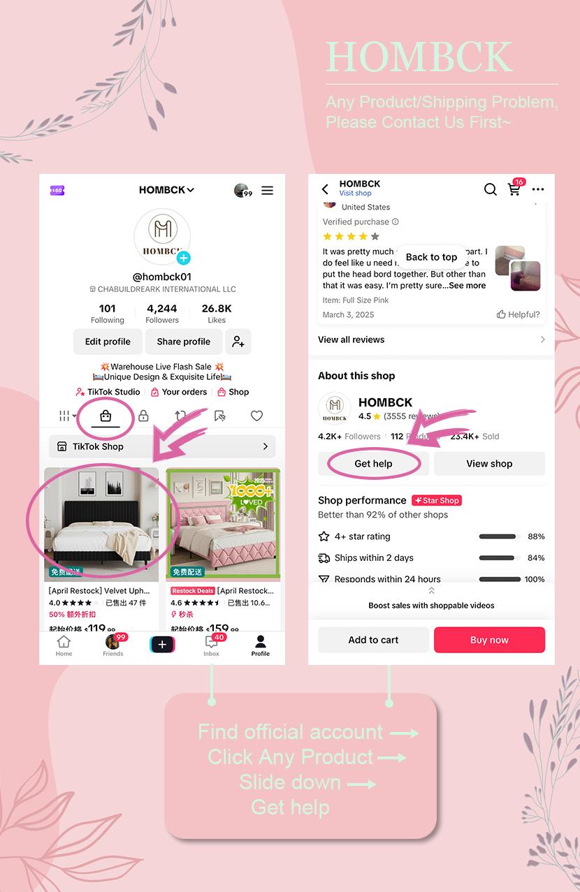 HOMBCK Bed Frame with LED Lights, No mattress, Upholstered Morden Bed Frame with Storage Drawers, Diamond Headboard and Footboard, No Box Spring Needed Furniture