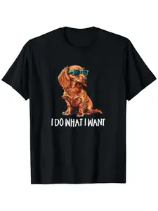 Long Haired Dachshund T-Shirt, Suitable for Mens & Womens Outdoor T-Shirt, 100%cotton, S-XXXL