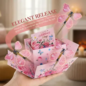 Butterfly Explosion Gift Box (Bouquet Style), DIY Unique Exploding Surprise Gift Box, Flying Butterflies Bouquet Box, Pink Explosion Gift Box, Perfect for Mother’s Day, Birthdays, Holidays, and Anniversaries