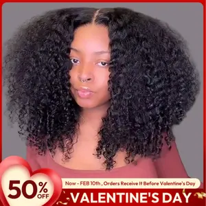 Asteria Hair Curly 7x4 Pre Cut Ready to Go Glueless Wig Pre Bleached Lace Closure Wig Human Hair Natural Hairline Valentine Musts