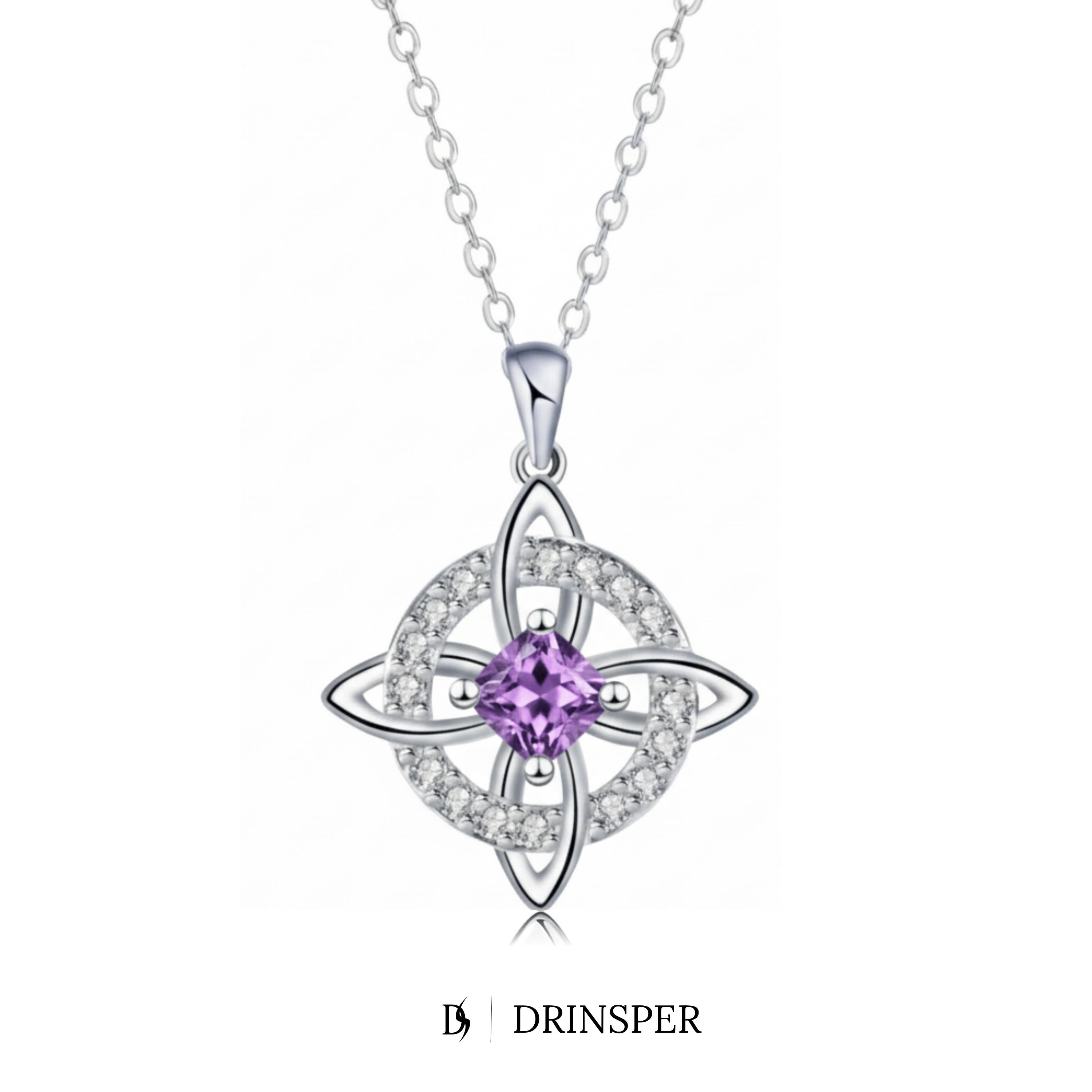 Drinsper Witches Knot Pendant Necklace for Women Girls Birthstone By Month Zirconia Hecate Dark Goddess of Witched Celtic Knot Design Tetragrammaton Collar De Amuleto De Protecion Pendientes Wiccan Pagan Fashion Jewelry Accessory Chrismas Gift for Mom