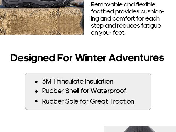 NORTIV 8 Men's Waterproof Insulated Winter Shoes and Snow Boots with 3M Thinsulate Insulation & Rubber Sole for Winter Work & Outdoor Adventures - Decor