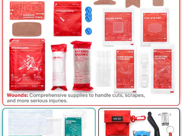 SURVIVEX Small Outdoor First Aid Kit - Ideal for Hiking, Sports, Camping, Backpacks Survival Equipment Set Survival Gear