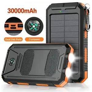 30000mAh Waterproof Solar Power Bank | Portable Type-C Outdoor Solar Charger with 3 Outputs & LED Flashlight | External Backup Battery Pack for All Cell Phones | Perfect for Camping, Travel & Outdoor Trips