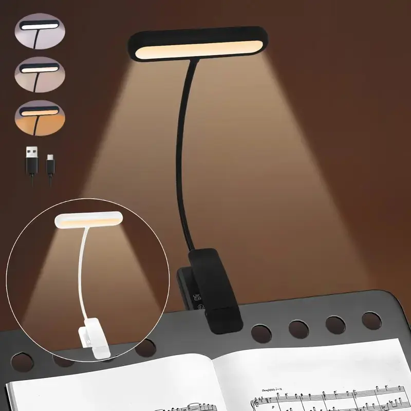 Must Have Bed Reading Light USB Rechargeable Clip On Book Light, 24 LED Mini Reading Lamp with Adjustable Brightness Memory Function, Eye Caring Night Light for Kids Adults Bedroom Travel Gift