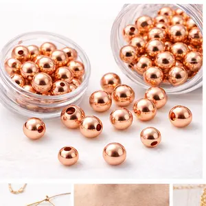 100% Pure Copper Round Beads Smooth Shiny Bead Spacer Ball Jewelry Finding 2mm 3mm 4mm 5mm 6mm 8mm 9.5mm High Quality Solid Beads Not Plated