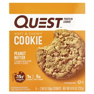 Quest Nutrition Protein Cookie, Peanut Butter, 4 Cookies, 2.04 oz (58 g) Each