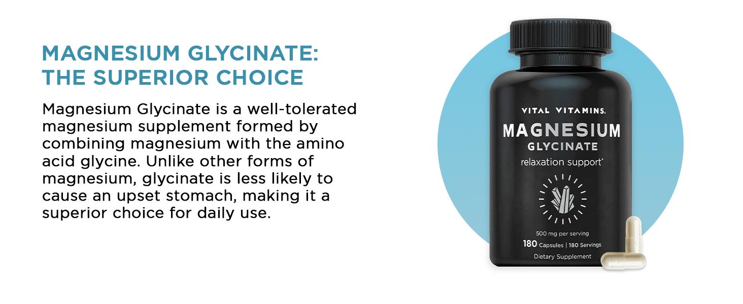 Magnesium Glycinate 500mg | High Absorption Formula for Relaxation, Stress Relief, Muscle Recovery & Restful Sleep | Vegan, Non-GMO | 180 Capsules Melatonin Tablets Organic Mushroom Complex Magnesium Glycinate 500mg | High Absorption Formula for Relaxation, Stress Relief, Muscle Recovery & Restful Sleep | Vegan, Non-GMO | 180 Capsules Melatonin Tablets Organic Mushroom Complex
