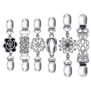 6PCS Retro Sweater Clips for Cardigans, Vintage Cinch Clip for Dresses, Variety of Styles Dress Clip Back of Shirts Cinches Shawl Clips for Different Women Clothing